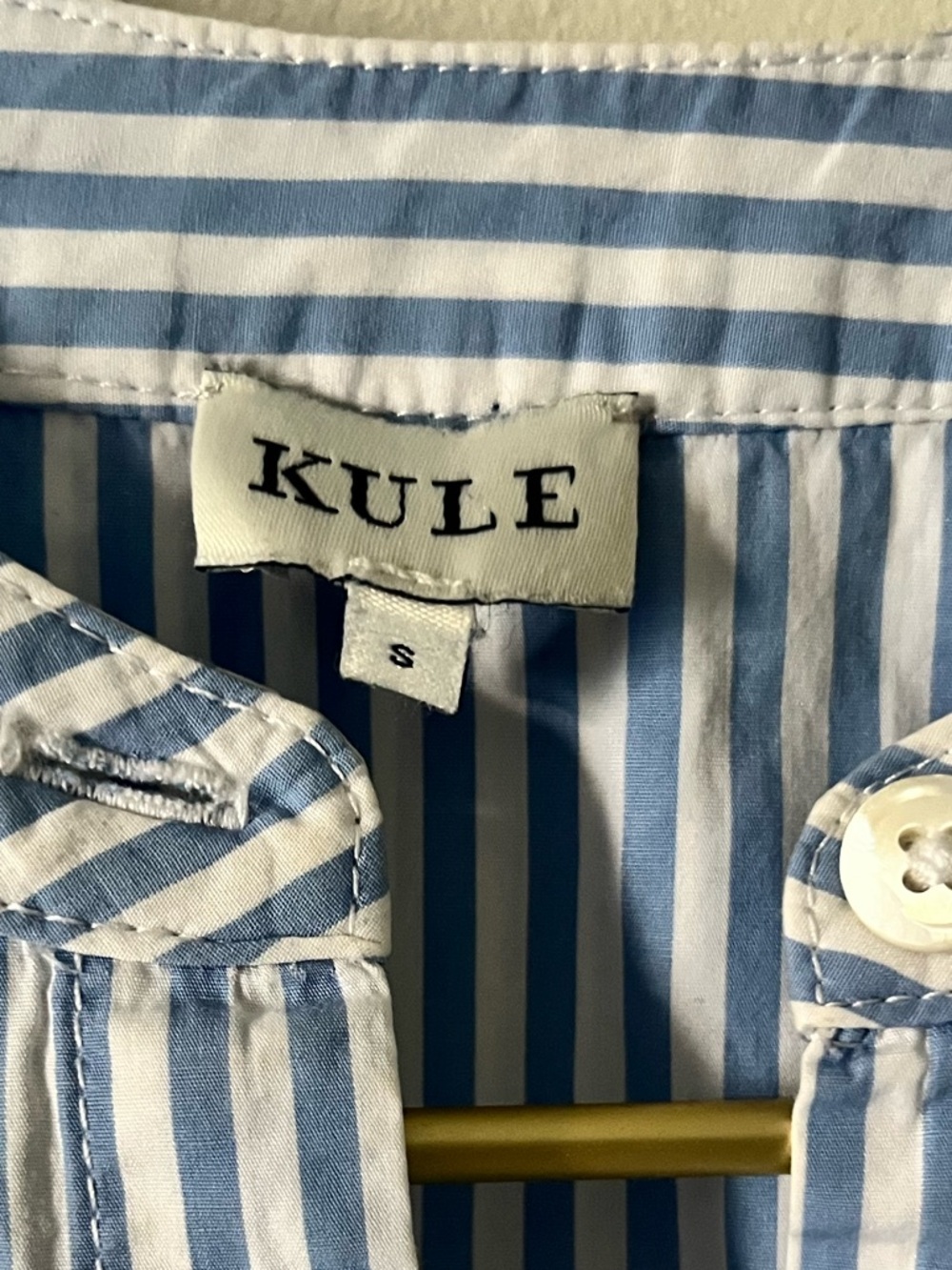 KULE Blue & White Stripe Nautical Preppy Popover Orange & Blue Knit Inserts S - Picture 2 of 9